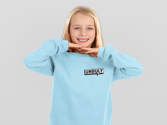 Kids UNRULY Sweatshirt - White Left Crest Logo